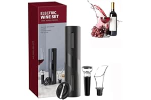 MAGDEN Tire Bouchon Electrique à Piles, Ouvre Bouteille Electrique Automatique sans Fil avec Bec Verseur anti Gouttes, Pompe à Vide - Bouchon et Coupe-Capsule, Cadeau pour Amateur de Vin, Noir