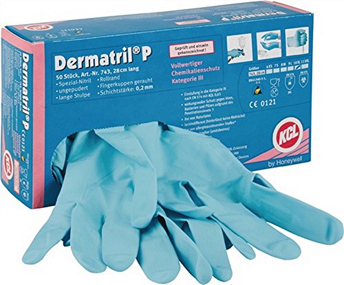 Nitrilhandschuhe Dermatril P 743 Gr.10 L.280mm blau KCL Kat.III EN374, 50 Stück