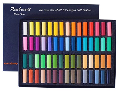 Rembrandt Soft Pastel Cardboard Box Set - 60 Half Stick General Selection - Art Supplies, de Luxe Set