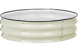 COWVIE 76 x 76 x 24cm Aluzinc Metal Raised Garden Bed, Round Outdoor Planter Box for Vegetables, Flowers, and Herbs