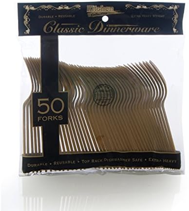 The Kitchen Collection Heavy Weight Gold Deluxe Cutlery, Partyware (50, Forks)