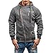 Produktbild URSING Herren Herbst Langarm Kapuzen-Sweatshirt Outwear Tops Bluse Pullover mit Reißverschluss Slim Fit Jacke mit Kapuze Sport Hoodie Sweatshirt Kapuzenpullover Übergangsjacke (Dunkelgrau,L)