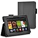 Produktbild Hostey®Leder Tasche Hülle Schutzhülle Case für Der neue Kindle Fire HD (7 Zoll 2013) Mit Ständer, Unterstützt Sleep / Wake Smart Cover Funktion + Stylus (Eingabestift) & Displayschutzfolie - (Schwarz)
