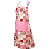 Originelle Serie " Romantic Kitchen " Farbe : Rosa - wunderschönes Patchwork - Motiv - zur Auswahl : Topflappen oder Backhandschuhe oder Küchen - Schürze , wunderschönes Motiv - hochwertig , 100% Baumwolle , eine schöne kleine Geschenk - Idee - NEU (1 Stück = Küchen - Schürze ca. 70 cm x ca. 80 cm) Geschenk