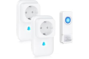 Sonnette Sans Fil BITIWEND, Étanche Extérieur IP55, avec Prise pour 400M de Portée, 58 Mélodies, 0dB-110dB Sonnette Extensible, Sonnette Sans Fil avec LED Clignotante