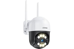 ZOSI 2K WiFi Camera Outdoor, 360° Pan/Tilt Home Security CCTV Camera, Color Night Vision, Person Vehicle Detection, Auto Tracking, Light Siren, 2-Way Audio, Cloud & Local Storage, C289