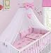 LUXURY 10Pcs BABY BEDDING SET COT PILLOW DUVET COVER BUMPER CANOPY to Fit Cot Size 120x60cm 100% COTTON (Princess)