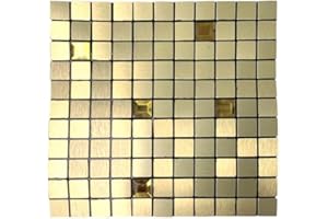 OCEANO 10pz Pannelli adesivi 3d decorativi parete muro carta da parati mattonelle mosaico piastrelle wallpaper casa cucina soggiorno camera da letto bagno PET 30x30cm (Mosaico Oro)