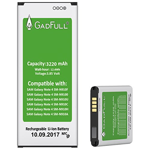 GadFull Batterie pour Samsung Galaxy Note 4   Date de Production est 2017   correspond    l    EB-BN910BBE batterie d   origine du mod  le SM-N910F   SM-N9100   SM-N910U   SM-N910C   SM-N910H   SM-N910A