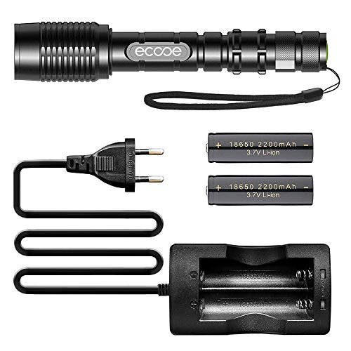 Ecooe Taschenlampe LED Cree XML-2 T6 mit Batterie und Ladegerät Weihnachtsgeschenk - 7