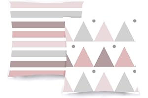 Decoratea Fundas Cojines 50x50 - Fundas de Cojín Decorativo (Juego de 2) para Sofá, Cama, Silla, Salón, Dormitorio. Algodón Suave, Modernas y con Cremallera Invisible (Nórdico Rosa)