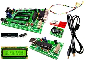 MY TechnoCare 8051 Development Board MAX232,AT89S52 Microcontroller IC + DS1307 RTC + 16x2 LCD Yellow Backlight+ATMEL AVR 8051 USB ASP ISP Programmer Kit For ATmega,89S51/XX,89S8252 etc Board Support 89C51/XX etc Architecture 40-Pin Chip Prototype PCB Proje