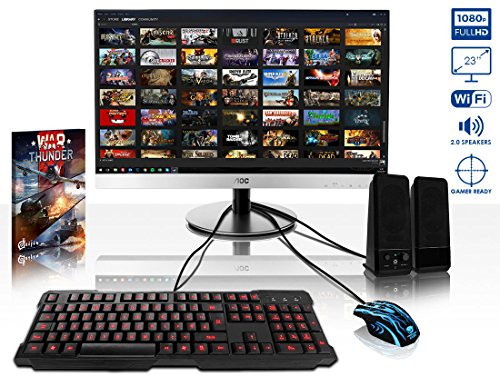 VIBOX Rapid Komplett-PC Paket 5 Gaming PC – 4,2GHz Intel i7 Quad Core CPU, GTX 1050 GPU, Super, Desktop Gamer Computer mit Spielgutschein, 23″ Monitor, Gamer Tastatur & Mouse, Rot Innenbeleuchtung, lebenslange Garantie* (3,6GHz (4,2GHz Turbo) Superschneller Intel i7 7700 Kabylake Quad 4-Core Prozessor CPU, Nvidia GeForce GTX 1050 2GB Grafikkarte GPU, 32GB DDR4 2133MHz RAM, 2TB Festplatte, 400W 85+ Netzteil, Vibox rotes Gehäuse, B250 Mainboard, Ohne Windows Betriebssystem) - 2