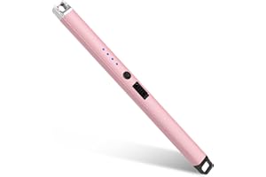 AOUPLRY Aouply Candle Lighter, Rechargeable USB Electric Lighter, Windproof Flameless, LED Display, Battery Indicator for BBQ, Grill, Camping, Fireplace, Stove, Parties(Pink)