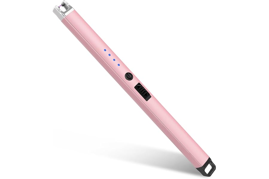 Aouply Candle Lighter, Rechargeable USB Electric Lighter, Windproof Flameless, LED Display, Battery Indicator for BBQ, Grill, Camping, Fireplace, Stove, Parties(Rose Gold)