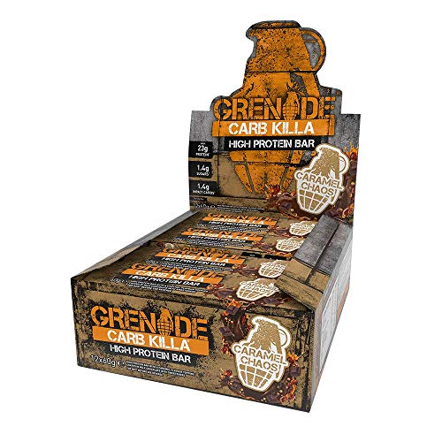 Grenade Carb Killa Barre hyperprotéinée à faible teneur en glucides 12 x 60 g - Caramel Chaos