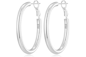 MOROTOLE Argento Sterling Post Orecchini a cerchio spessi per le donne - 14k cerchi placcati oro leggero ipoallergenico tubo cavo Chunky Orecchini a cerchio oro e argento 30mm/40mm/50mm