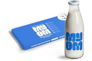 MYOM - Oat Drink with Glass Bottle - Makes 4 Litres - Vegan Plant Based Oat Drink with Vitamin D3, Vitamin B12 and Iodine - Low Sugar - Dairy Free Plant-Based Milk - Starter Bundle 4 x 130g