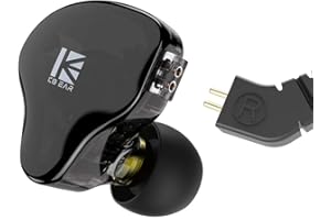 H HIFIHEAR KBEAR KS2 Auriculares In Ear, HiFi Auriculares Intrauditivos Estéreos 1BA 1DD in Ear Monitor, Auriculares Cancelación de Ruido para Cantantes, Guitarristas, Baterías(Negro, sin Micrófono)