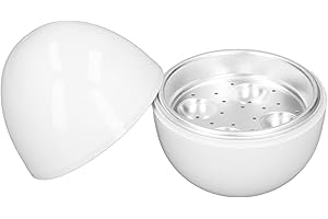 Lwuey Microwave Egg Boiler 4 Eggs, Micro Eggs Cooker Hen Boiled Hard Soft Poachers Steamer Dishwasher Safe Aluminum Heating Tray White ABS Shell Kitchen Gadget Home