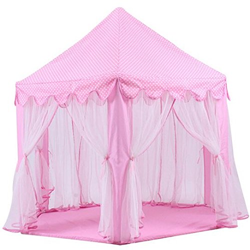 DeceStar Cute Pink Princess Castle Kids Indoor Playhouse, Comes with the Light