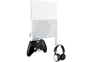 Chanvoo Xbox One S Wandhalterung, Stahl-Wandhalterung, Ständer für Xbox One S, mit abnehmbarem Controller und Kopfhörer-Halterungs-Kit (weiß)
