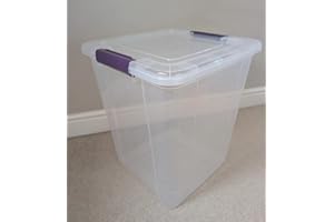 OMS HOME STORE Plastic Storage Box with Lid Deep Home Kitchen Office Pet Food Box Container (55L)