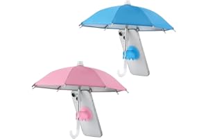 XUKZIMA 2 Pcs Cell Phone Umbrella Glare Blocking Phone Shade Multifunctional Phone Umbrella with Cute Piggy Sucker Sun Shade for Phone (Pink and Blue)