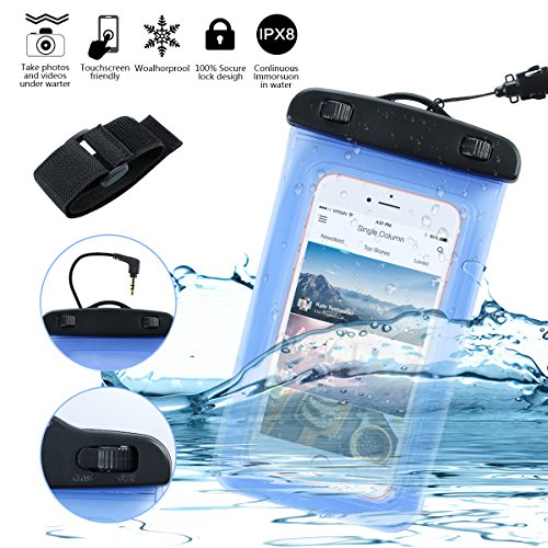 GAMURRY Custodia Impermeabile per attività all'Aperto - Borsa/Custodia Impermeabile per Smartphone - Certificata IPX8 Fino a 30 Metri di profondità (Blu)