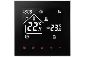 JACKFRU Termostato wifi inteligente para calefacción por suelo radiante con caldera, con pantalla LED y panel táctil, para interiores, compatible con Alexa y Google Home (negro - calefacción de caldera 3A)