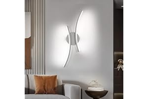 Goeco Applique da Parete LED, 20 W 44 CM Lampada da Parete Interno, Luce Fredda 6500K, Design Moderno a Tubi Arcuati per Camera da Letto, Soggiorno, Corridoio, Bianco