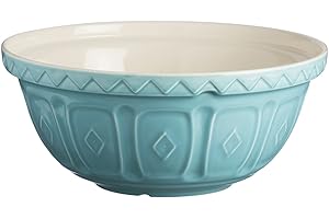 Mason Cash Colour Mix Turquoise Mixing Bowl | 4 Litre Capacity | 29cm Earthenware Bowl with Classic Pattern Design | Dishwasher Safe | Ideal for Baking, Pastry, Cakes, Cookies & Family Baking