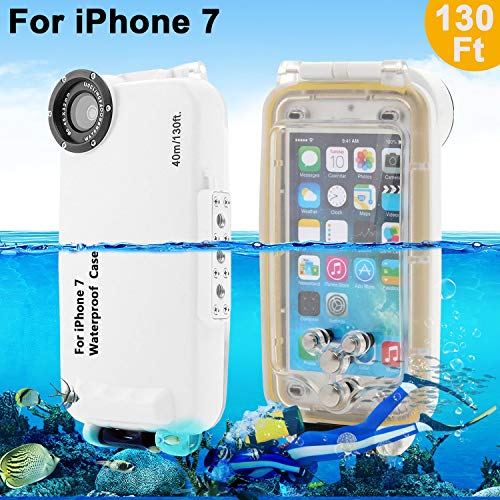 waterproof case Coque étanche For iPhone 7/7 Plus IPX8 waterproof 40M Diving Case By AIGUMI (IP7-Blanc)