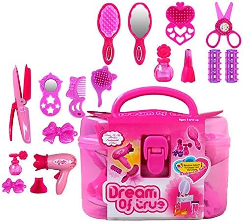 Baellar Fashion Pretend Beauty Vanity Case Set for Child Girls with 17Pcs