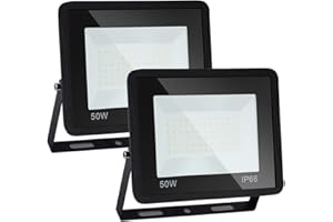 Daromigo Projecteur LED Extérieur 50W - 2 Pièces, 4250lm, 6000K Blanc Froid, IP65 Étanche - Pour Cour, Garage, Couloir