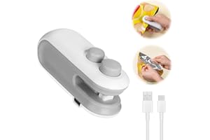RuiDay Mini Sigilla Sacchetti, USB Sigillatore per Sacchetti Ricaricabile Sigillatore Termico, 2in1 Sigillatrice per Sacchetti,Utensili da Taglio Incorporati, Conservazione Del Cibo (Grigio)