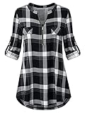 long shirt tops for ladies Anlässe: Schöne, Lockere Kariert Bluse Perfekt für Täglich, Lässig, Sport, Urlaub, Party, Festival, Business und andere Anlässe