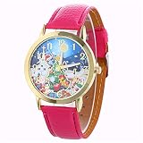 Junjie Weihnachtsbaum Muster Alloy Männer Damen Fitness Frauen Gürtel Tischuhr Smartwatch Wasserdicht Buckle Wasserdicht Armband Sport Blumen kreative Muster Quarzuhr Lederband Unisex Mehrfarbig