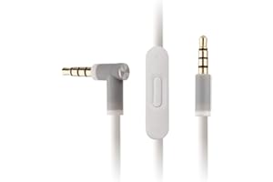 REYTID Replacement Audio Cable - Compatible with Beats by Dr Dre Solo2 / Solo3 / Studio 2 & 3 Headphones | Inline Remote, Volume Control, and Microphone Wire for Beats Solo | White