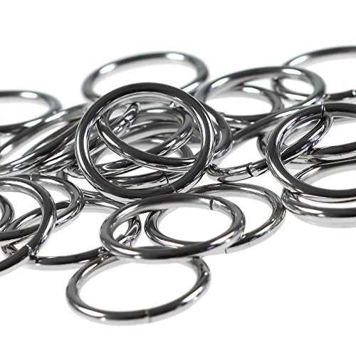 10 Metallringe für Gürtel, Taschen und mehr, Ø 25 mm, silber