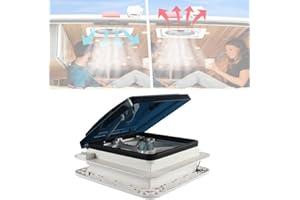 zwayouth 12 Volts 11 Pouces RV Ventilateur Ventilateur d'extraction Accessoires de Caravane Support de Toit à Commande Manuelle adapté à la remorque de Caravane RV avec LED,WithLEDlight