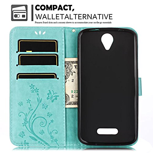 Doogee X6 / X6 Pro Hülle, SpiritSun Ledertasche Schutzhülle für Doogee X6 / X6 Pro Folio PU Leder Tasche Case Cover Bookstyle mit Standfunktion und Kredit Kartenfächer mit Staubstecker und Stylus Pen (Schmetterling und Blume, Grün) - 4