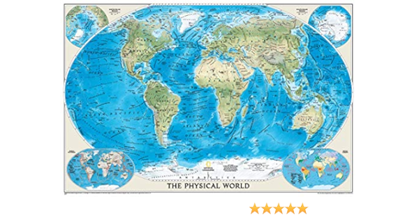 Physiographic Map Of The World National Geographic World Physical Wall Map - 45.75 X 30.5 Inches - Art  Quality Print : Amazon.co.uk: Stationery & Office Supplies