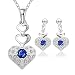 YELLOW CHIMES Rich Royal Heart Austrian Crystal Blue Pendant Set for Women and Earrings RS.625.00