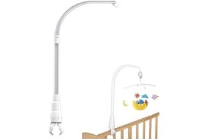 HELWEET Ruchome ramię łóżeczka, uchwyt na ramię do łóżeczka, uchwyt na karuzelę, mobilny uchwyt na dzwonek do łóżka, uchwyt mobilny na ramię łóżeczka, regulowany stojak na karuzelę