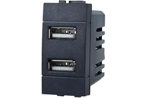 ZOREI Presa Caricatore USB Da Muro, Compatibile Con Bticino Living Light (2 Porte USB 5V 2,1A, Nero)