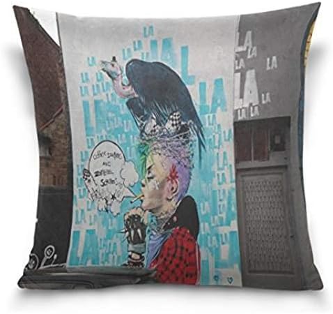 WDYSECRET Abstract An Ostrich Cotton Throw Pillow Case Vintage Cushion Cover 16" x 16"