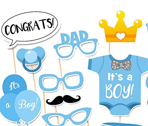 CAOLATOR 25 Stücke Fotorequisiten Fotoaccessoires Masken Fotorequisiten Baby Junge Partydekoration (Windeln, Flaschen, Socken, Gläser, Luftballons, Bart) - 2