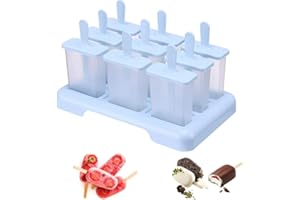 TRABAG Eis Formen FüR Stieleis, Eisformen Eis Am Stiel Mit 9 Fächern, Wiederverwendbare Eis Am Stiel Formen, Eisformen Zum Selbermachen, Eisformen FüR Kinder Und Erwachsene, Eis Mit Fruchtgeschmack