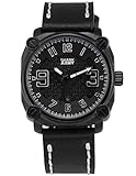 SHARK ARMY Herren Milit?r Armbanduhr Datumsanzeige Quadrat Geh?use Schwarz Lederband SAW223